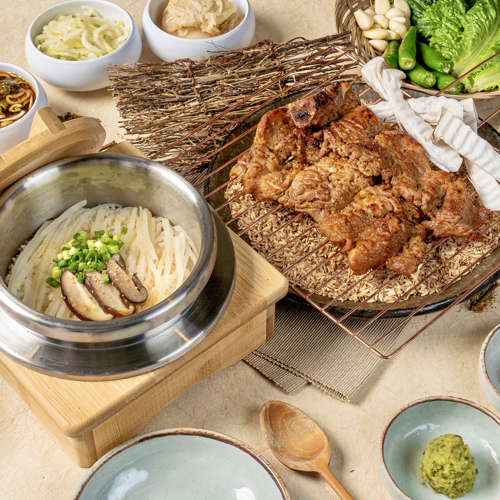 산솔 신사본점 숙성 돼지구이 한 상 4 — aged pork Korean BBQ (サムギョプサル · 烤肉) at Sansol near Sinsa Station, Seoul